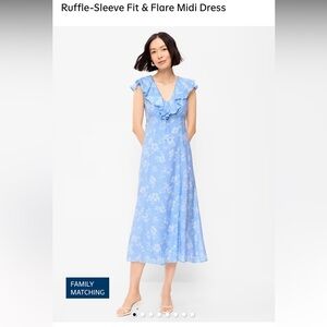 Old Navy Sky Blue Floral Ruffle-Front Midi Dress